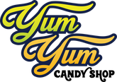 A stylized text logo that reads 'YUM YUM' in bold yellow and green gradient colors.